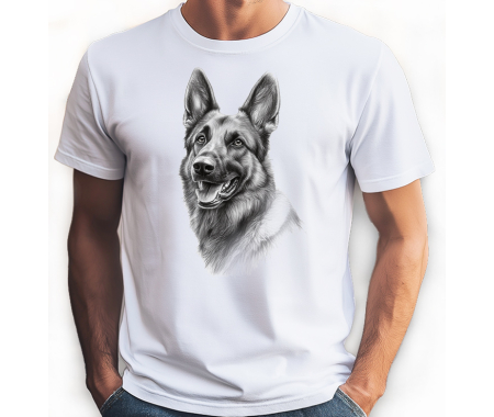 Koszulka Dog Niemiecki 100% bawełna luźna koszulka, t-shirt biały ołówek